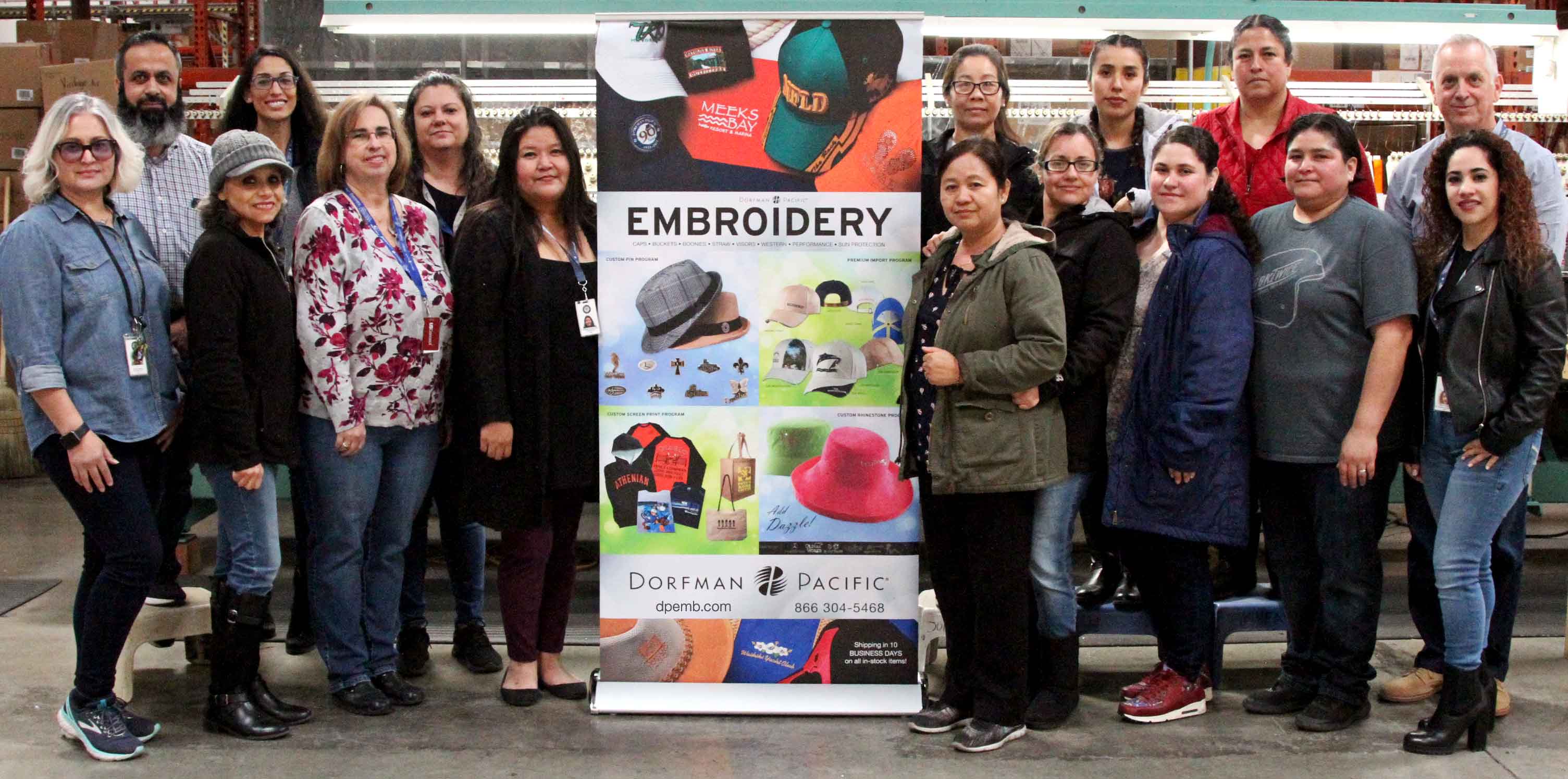 Group photo of the embroidery department team