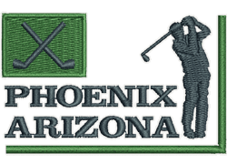 Phoenix Arizona with a golfer on the side