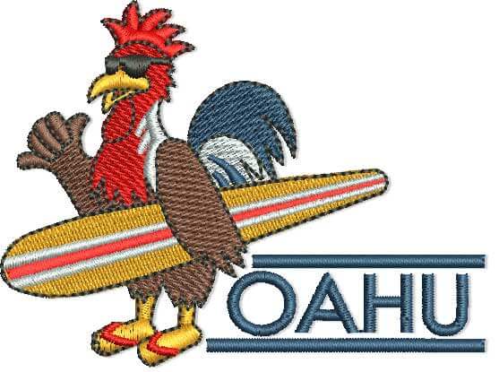 Oahu rooster surfboarding